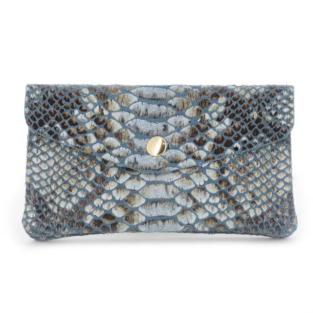 double-tree-porte-monnaie-cuir-python-portefeuille-mi-long-bleu image 1