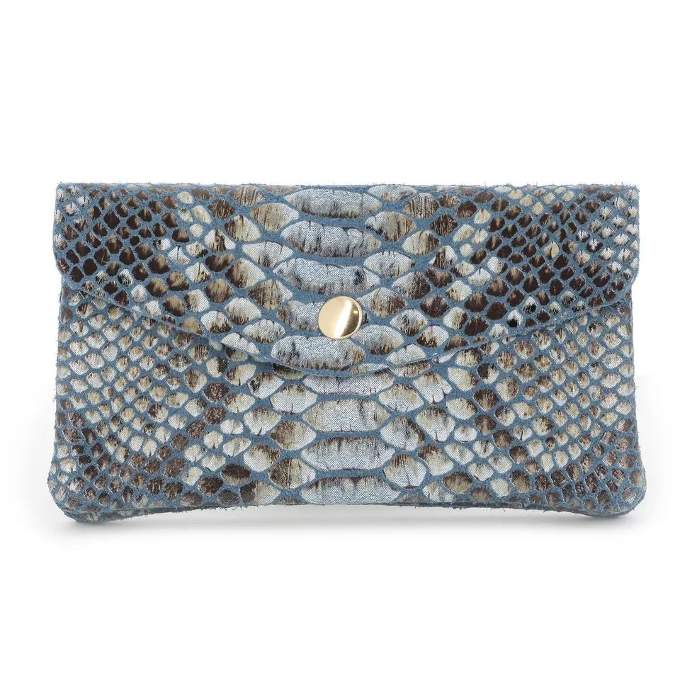 double-tree-porte-monnaie-cuir-python-portefeuille-mi-long-bleu image 1