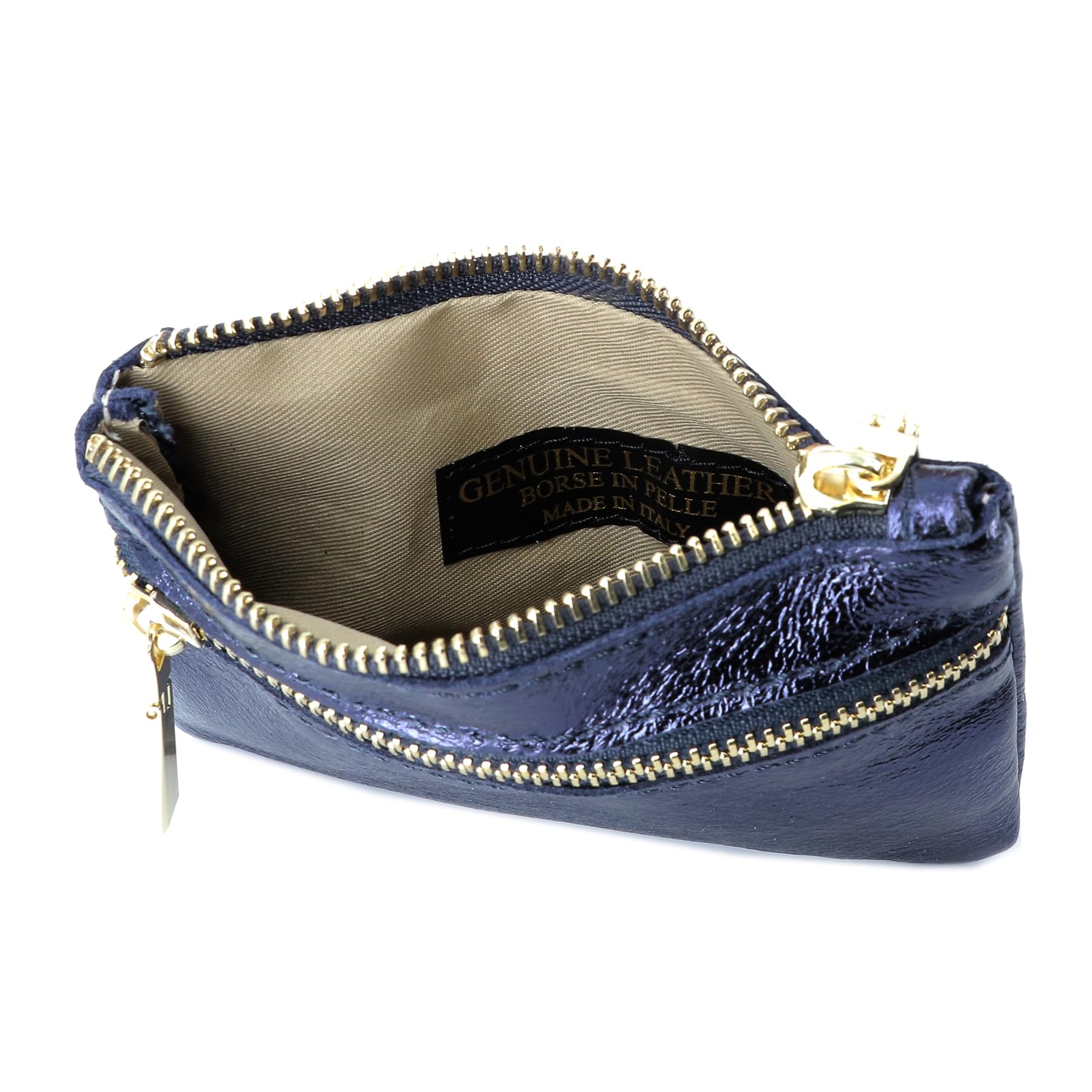double-tree-porte-monnaie-cuir-bleu-iris-portefeuille-zip-femme image 4