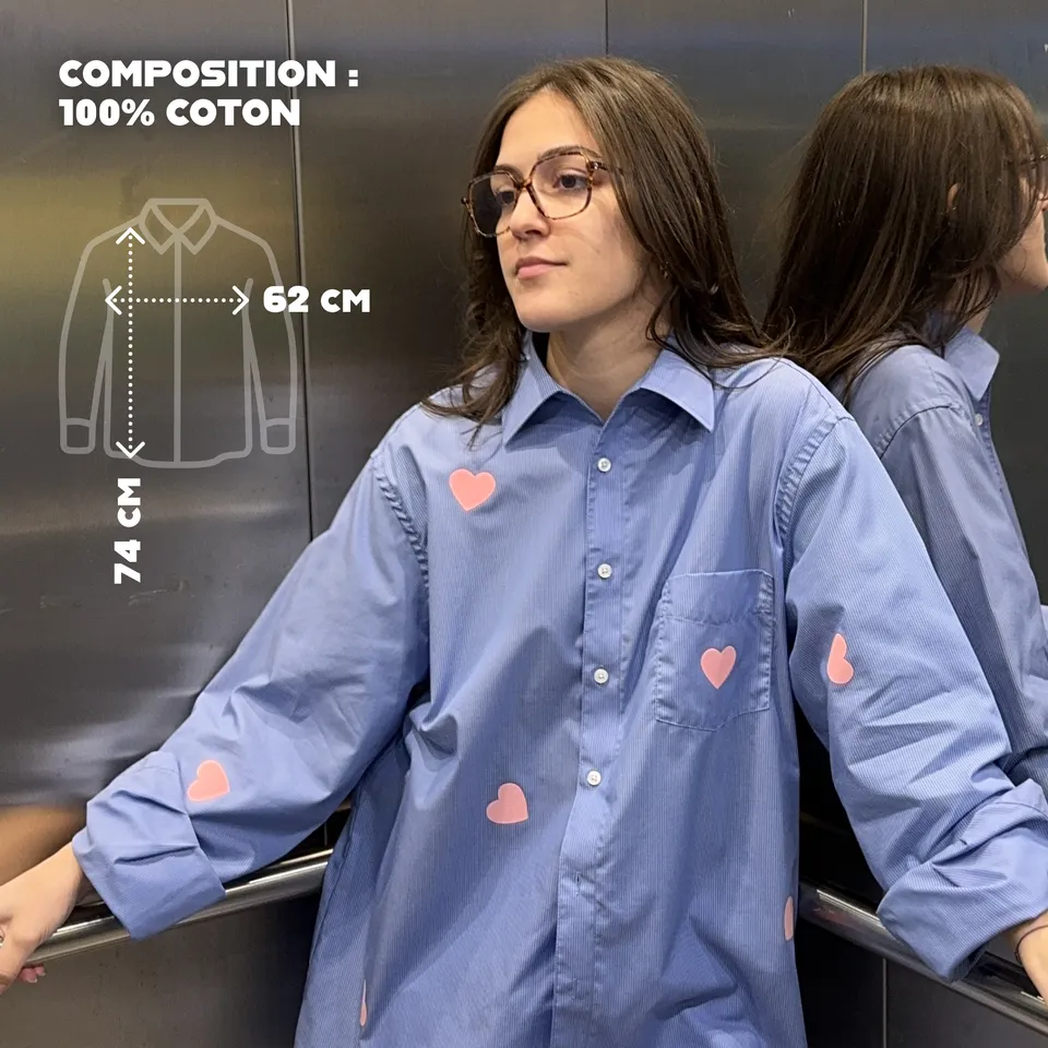 maison-gang-chemises-upcycl-es-coeurs-chemise-ray-e-bleue-tu image 1
